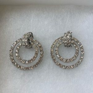 Kenneth Jay Lane Crystal Double Door Knocker Drop Earrings